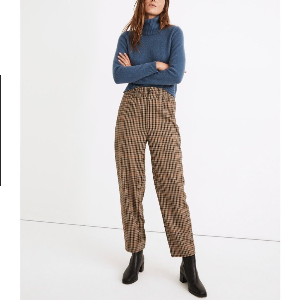 Madewell Pull-On High-Rise Tapered Pants in Coster Plaid Size X-Large NWT